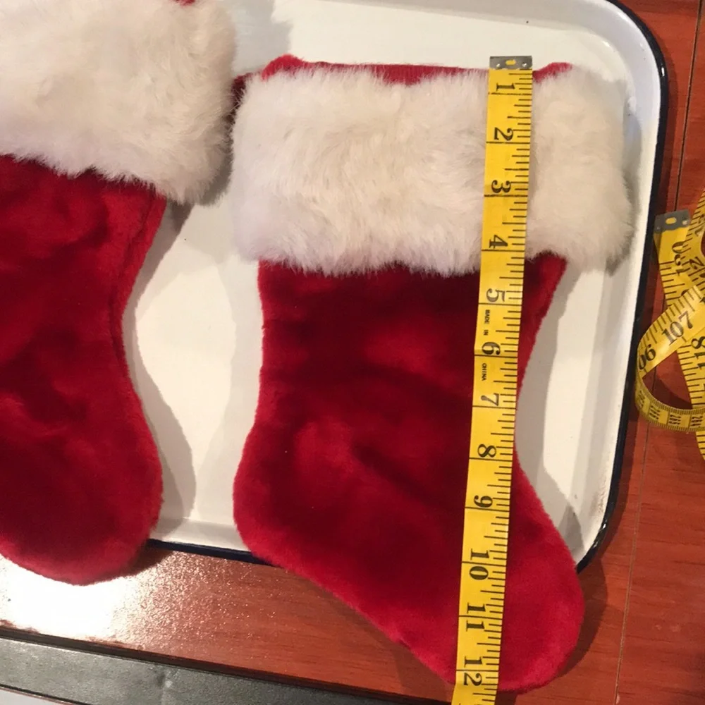 White Fur Trimmed & Red Velvet Stockings